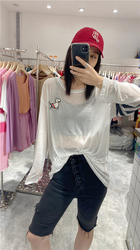 [Danny] round neck loose dog label sunscreen shirt 77679# GYJ