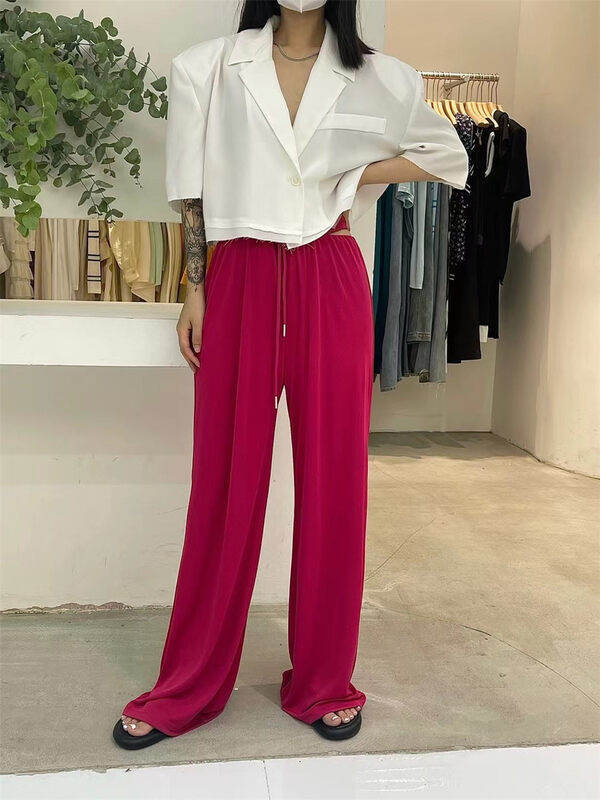 [vi.liu Liu] solid color open waist casual pants 60601c35; zxl