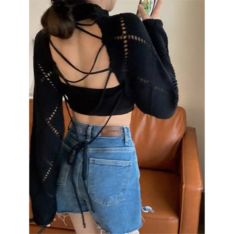 [yhpi] hot girl style backless knit shirt 8617\jj