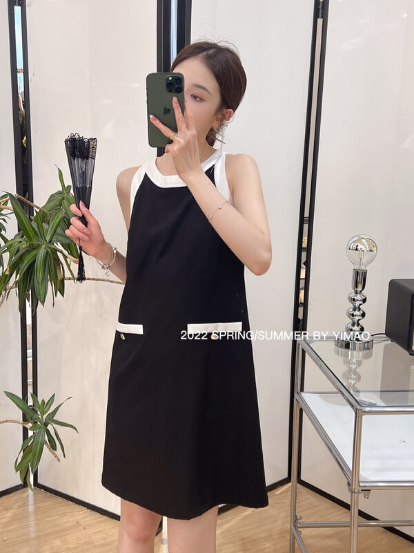 [Feimao (Yimao)] round neck temperament contrast dress ym-8162\lsl