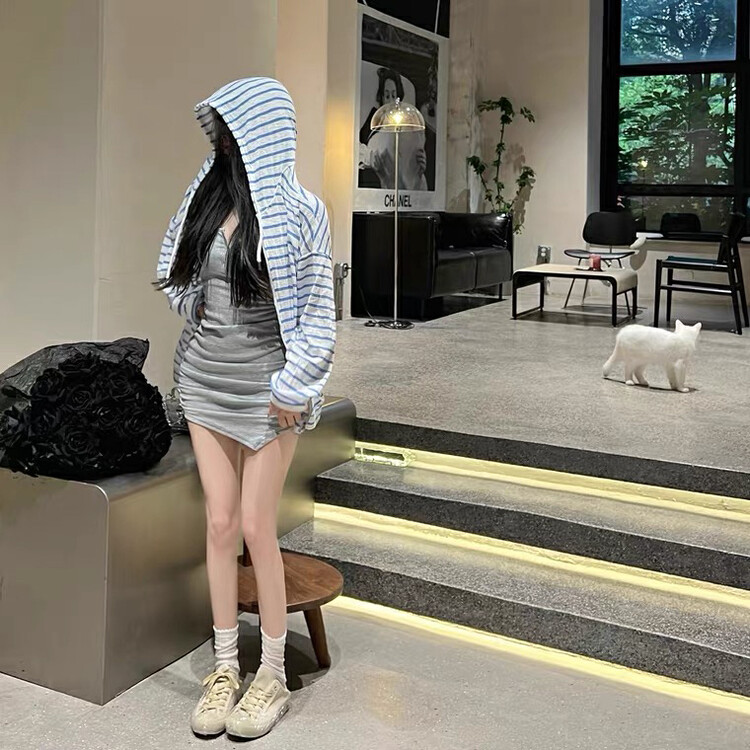 [I do do do] loose hooded casual sunscreen shirt 6097-1# JJ