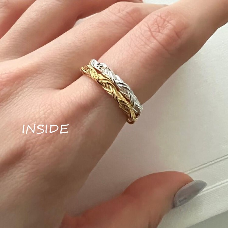[inside] Korean simple, fashionable and versatile woven design open ring j3369# zxl