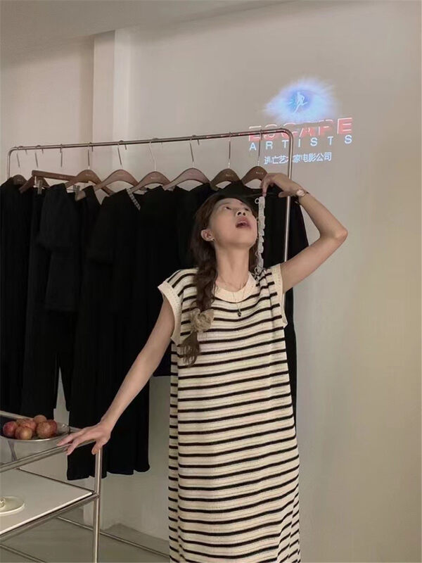 [UNC be] casual loose stripe knit dress m03\xyy