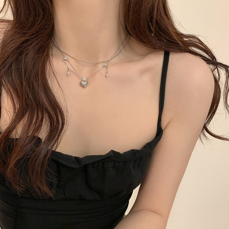 [inside] sweet cool spicy girl style niche Design Love Pendant short necklace x3355# zxl