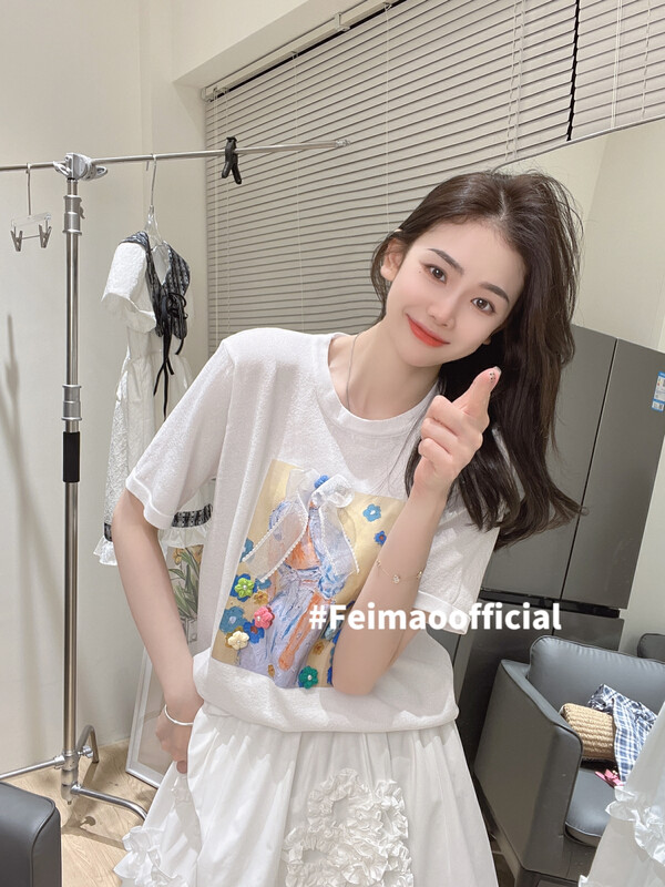 Original price 66.55! [Feimao (Yimao)] Korean design loose short sleeve T-shirt ym-7725\lsl