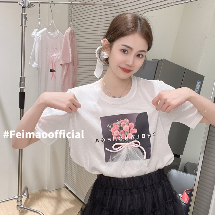 [Feimao (Yimao)] Korean casual printed short sleeve T-shirt ym-1071\lsl