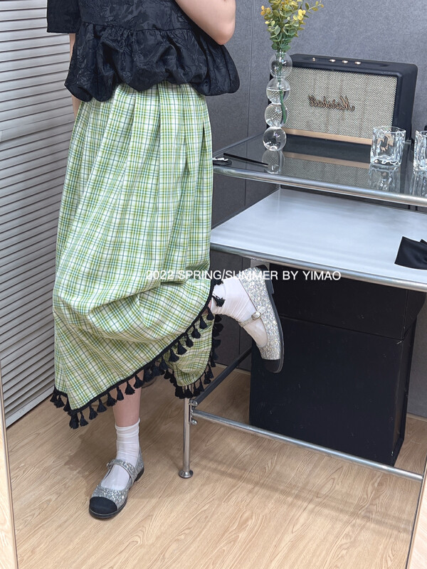 [Feimao (Yimao)] ladies' checked skirt ym-8191\lsl