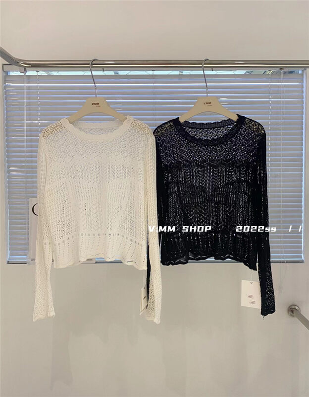 [v:mm] hollow out design versatile long sleeve shirt 88207\cls