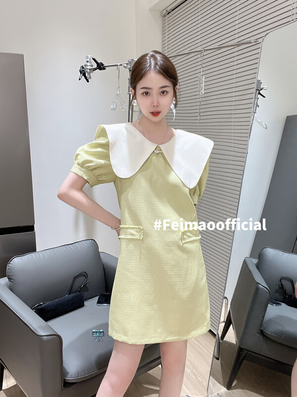 Original price 104.99! In early summer! [Feimao Philippine cat] fashion large lapel Pullover dress ym-7378\lsl