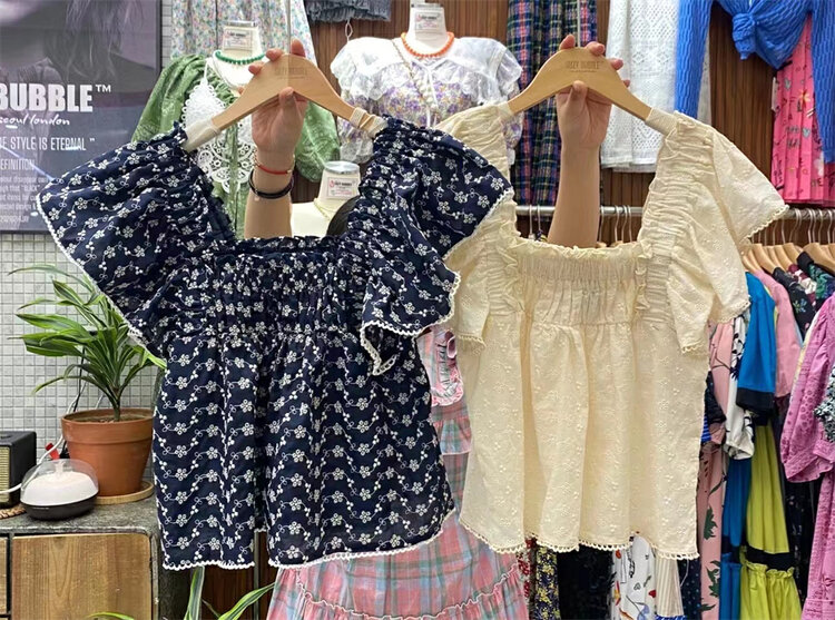 [suzybubble] fresh square neck fly sleeve shirt 6088\wpl