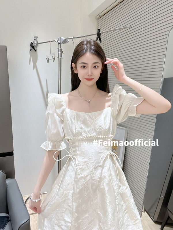 [Feimao (Yimao)] lady waist strap square neck dress ym-7737\lsl