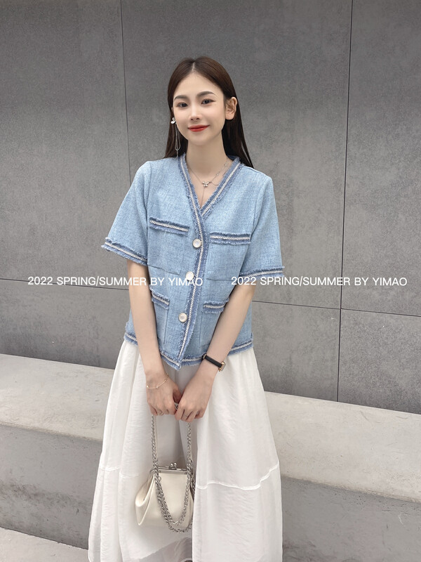 [Yimao] small Xiangfeng V-neck Vintage shirt z-4252# LSL