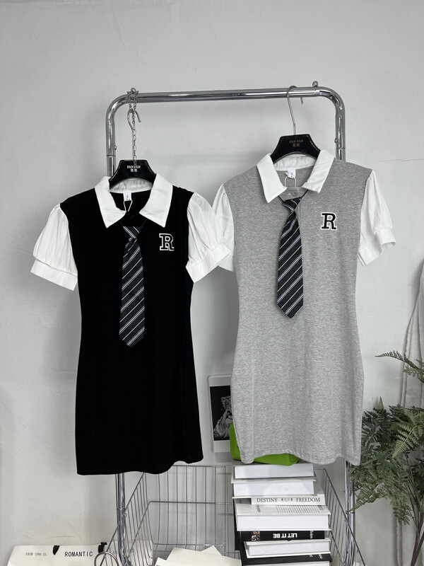 [Fanfan] fashion fake two embroidered dresses (with tie) 290# zxx