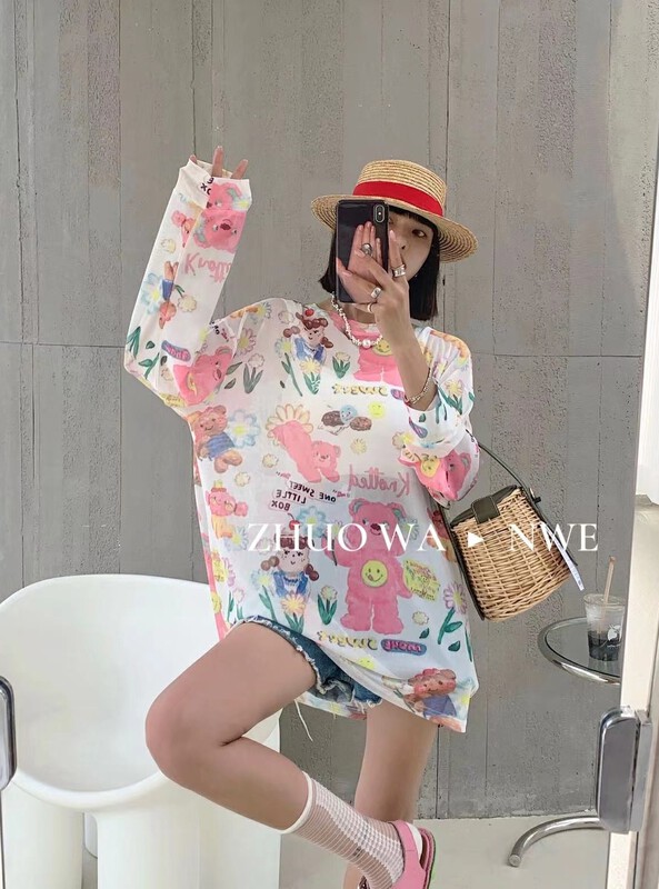 [tangdou original] bear print Pullover sunscreen shirt 9810 \wtt