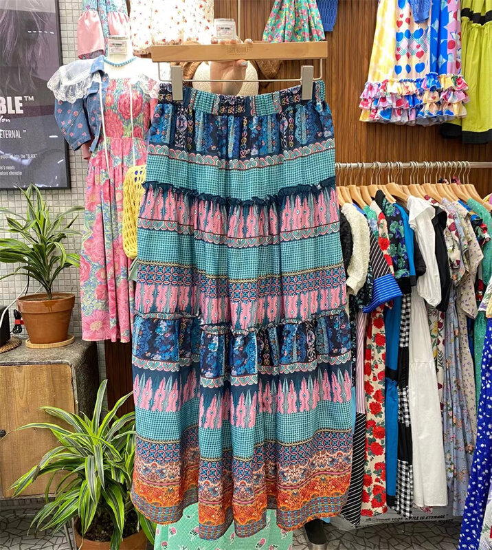[suzybubble] idyllic romantic printed elastic waist skirt ys1-228\wpl