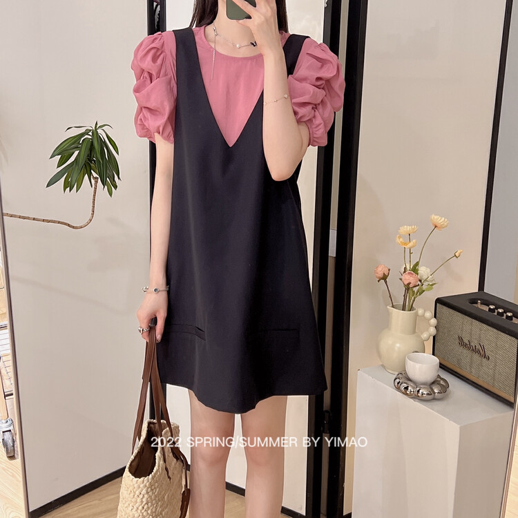 [Feimao (Yimao)] simple bubble sleeve Round Neck Shirt ym-7897\lsl