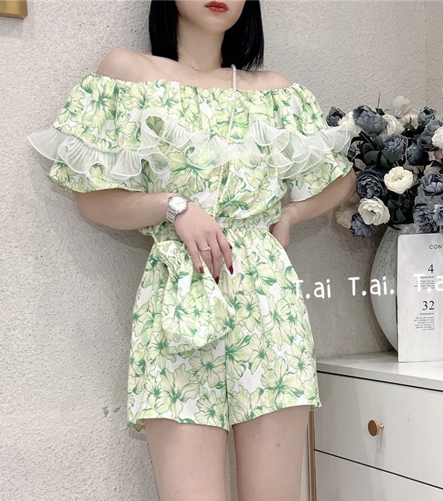 In early summer! [t.ai] French temperament waist closing Ruffle Jumpsuit (with bag) ys1-9992# zxx