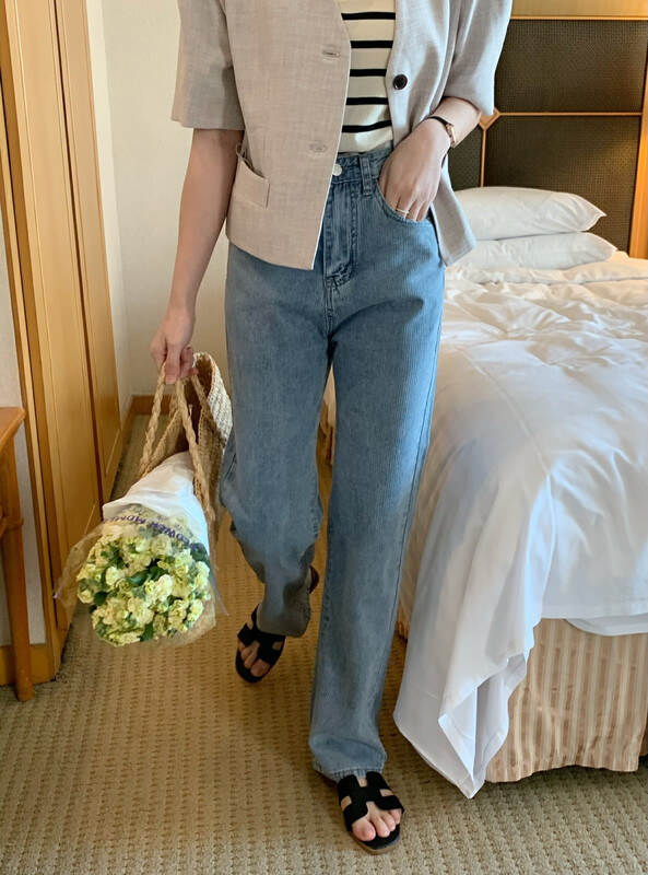 [meet me] comfortable and versatile solid jeans 7017\ll