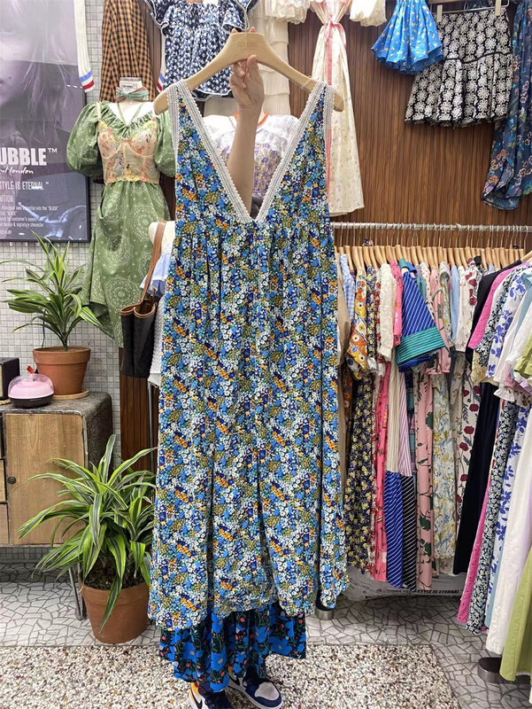 Original price 123.95! [suzybubble] elegant rural small floral loose sleeveless dress ys1-774\wpl