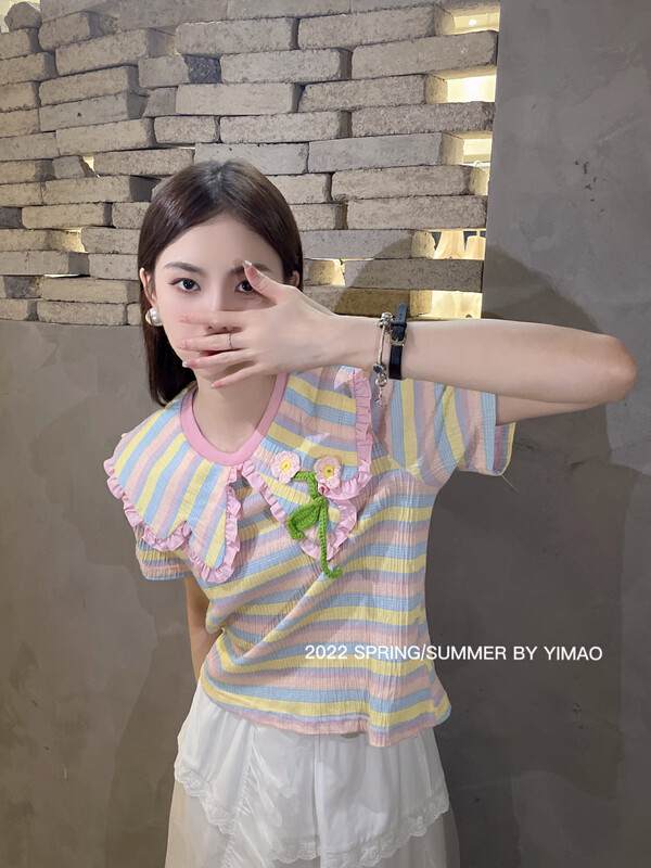 [Feimao (Yimao)] Japanese striped baby collar shirt ym-8151\lsl