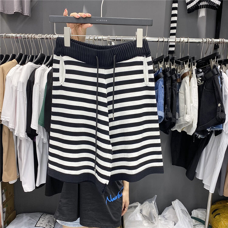 [ajroom] elastic waist striped loose casual shorts 7890# zxl