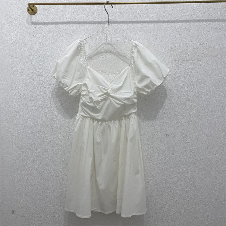 [8lei5 ballet] little women's square neck bubble sleeve waist short skirt dress ys2-836\wpl