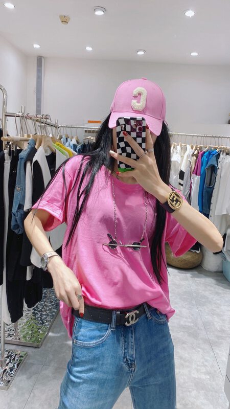[Danny] round neck clean comfortable short sleeved T-shirt (without chain) ys1-77580# zyh