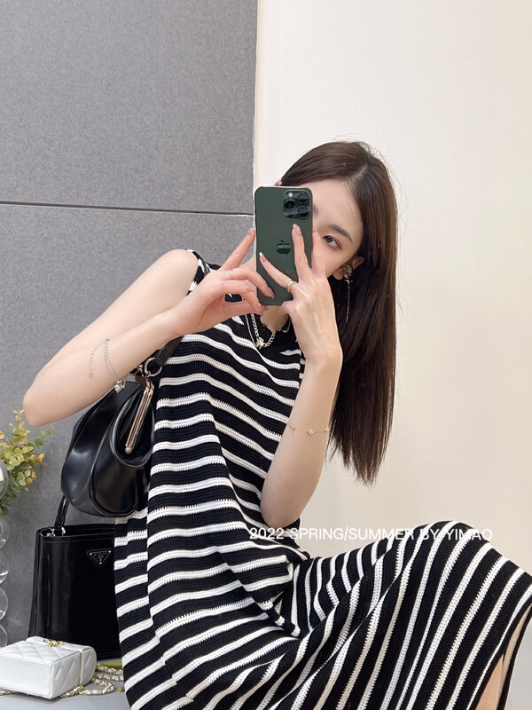 [Feimao (Yimao)] casual round neck sleeveless striped loose dress z-4297# LSL
