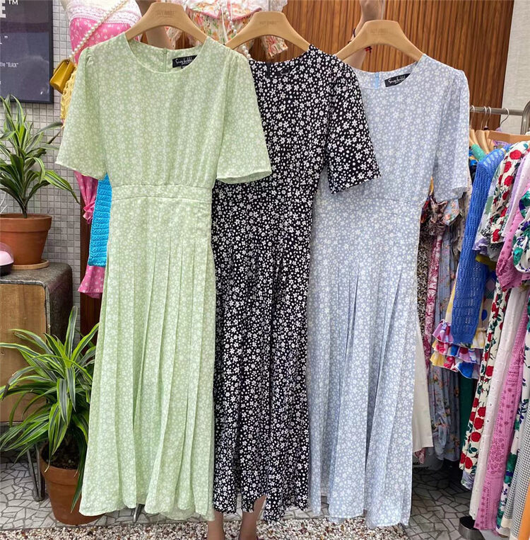 [suzybubble] round neck lady floral crimp dress 7014\wpl