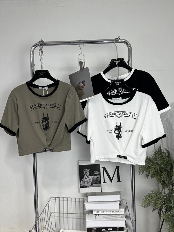 [Fanfan] Dog Print versatile short sleeve T-shirt 0097\zxx