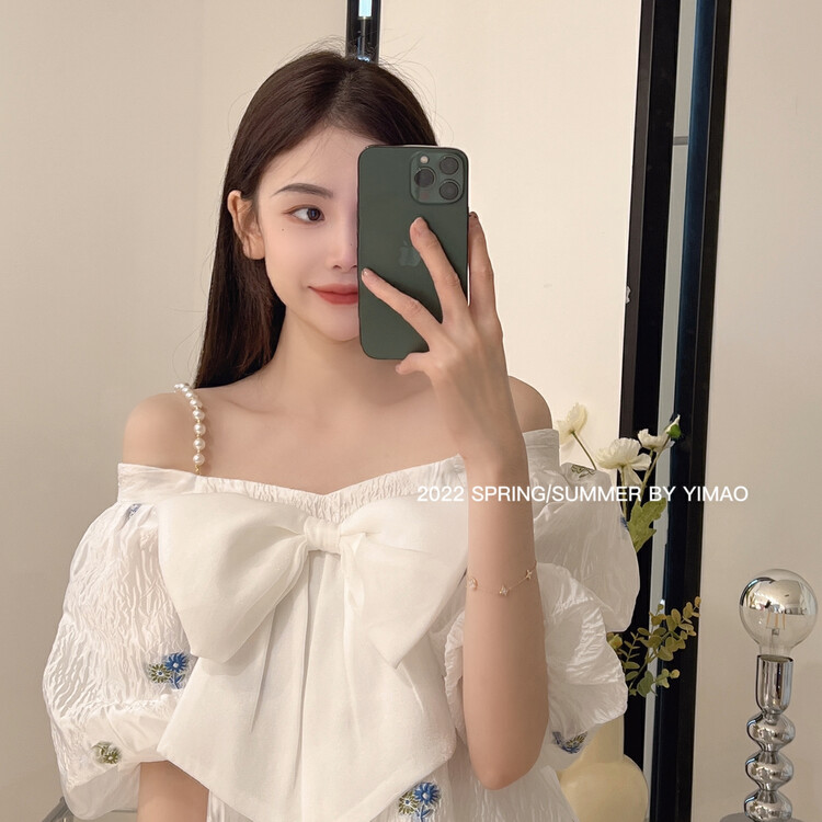 [Feimao (Yimao)] fresh and simple one shoulder versatile shirt (with detachable chain) z-7958\lsl