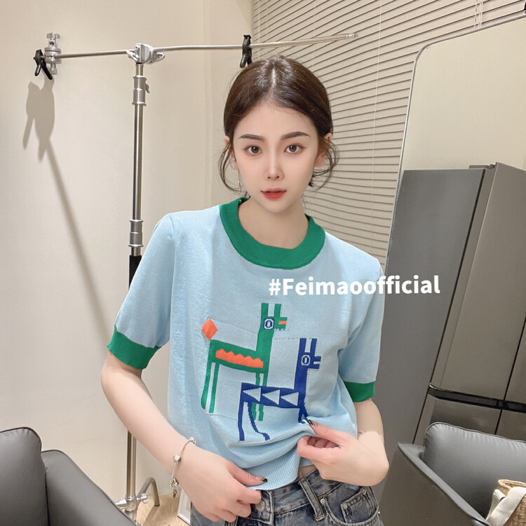 [Fei Mao] fashion loose fit versatile T-shirt ym-7807\lsl