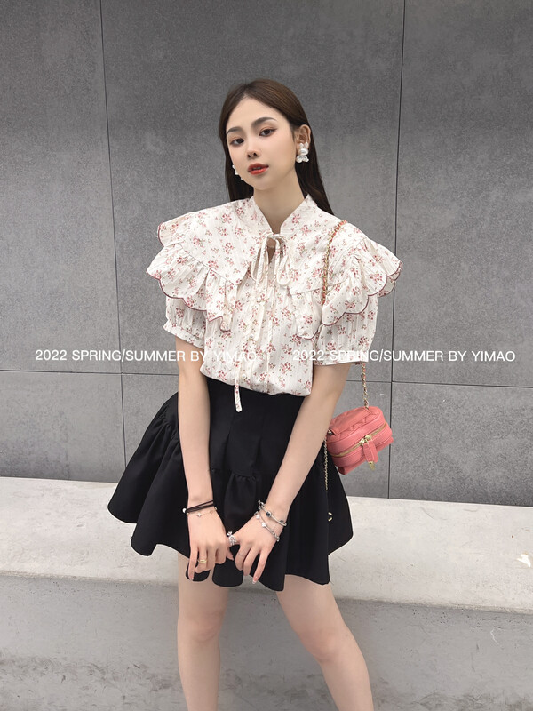[Feimao (Yimao)] Korean style small fresh Floral Chiffon ym-8138\lsl