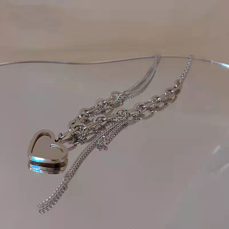 [inside] simple and advanced love tassel design short necklace x3315\zxl