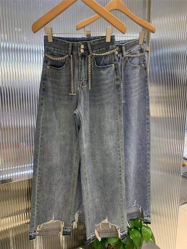 [o not 1] rough edge retro simple jeans (with waist rope) n225\lsw
