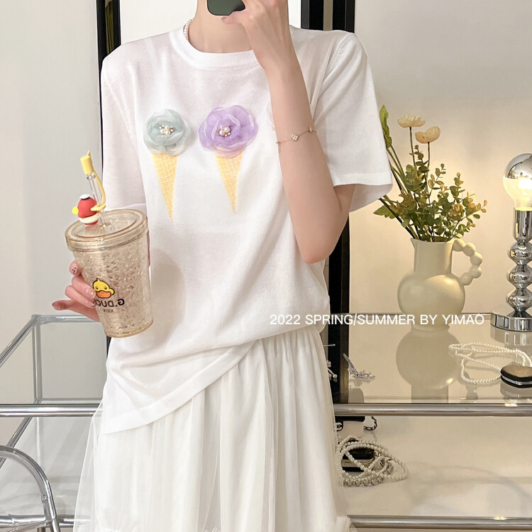 [Feimao (Yimao)] Korean casual versatile heavy industry short sleeve T-shirt ys1-ym-1091\lsl
