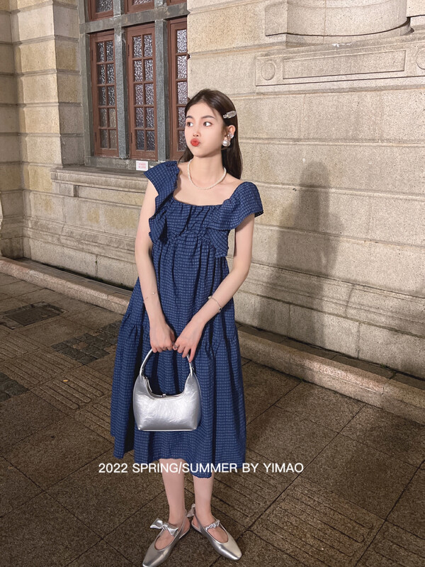 Original price 94.99! [Feimao (Yimao)] lady style Ruffle sleeve dress ym-7851\lsl
