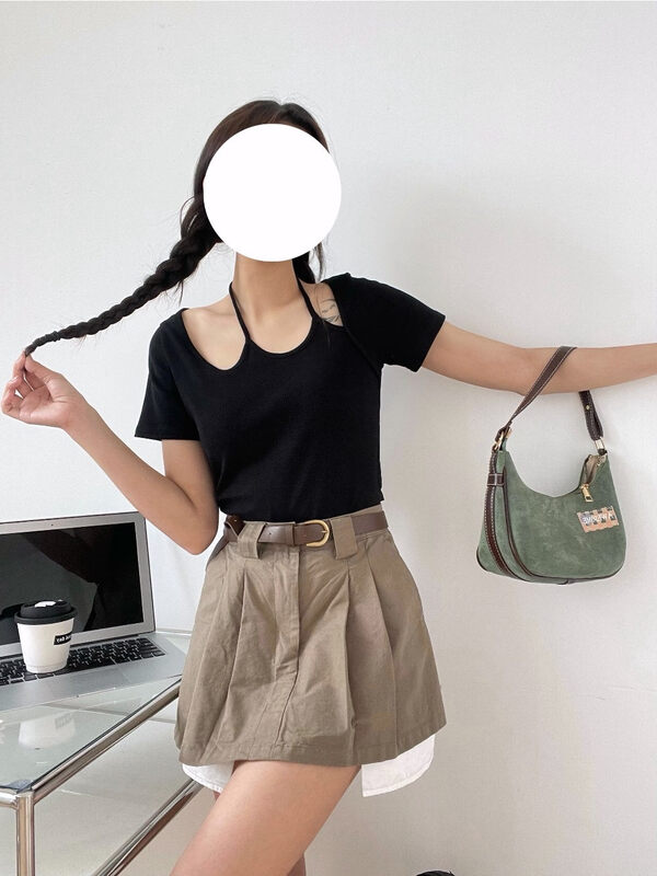 [morada] scheming solid color short sleeve T-shirt 602273\xyy