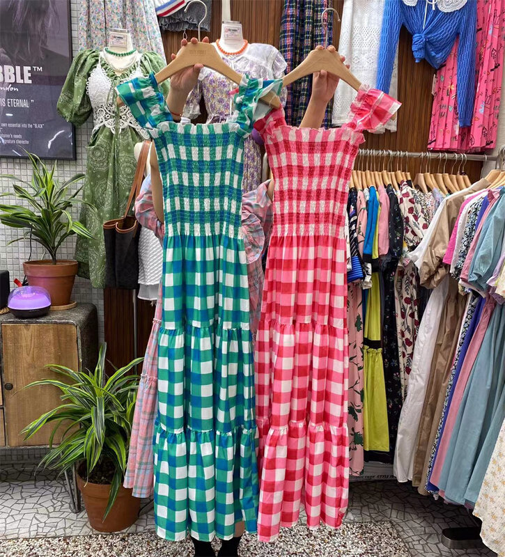[suzybubble] French retro Plaid long dress 6269# WPL