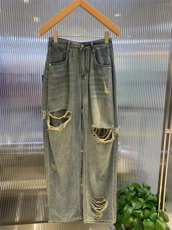 [o not 1] pierced high waist fashion jeans n223# LSW