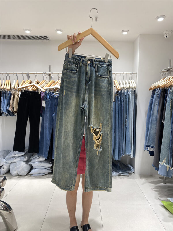 [o not 1] pierced straight tube fashion skinny jeans n259\lsw