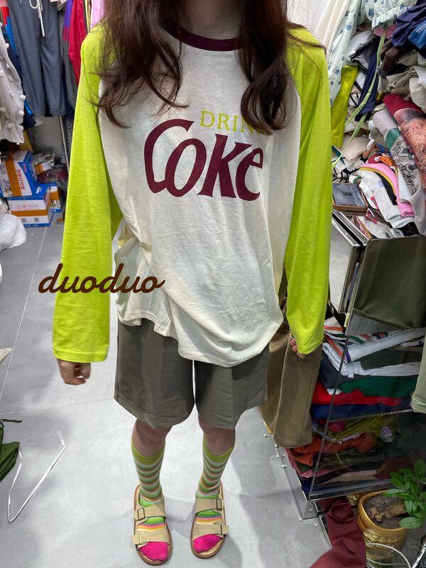 [chuu] round neck versatile printed long sleeve T-shirt ys1-1129\hbx
