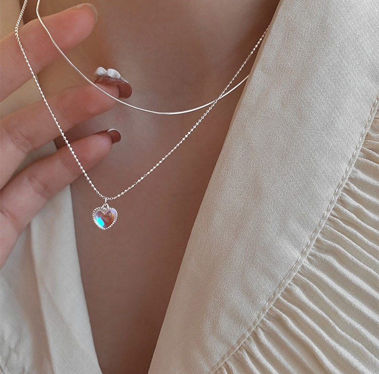 [inside] Korean simple colorful Love Pendant short necklace x1353# zxl