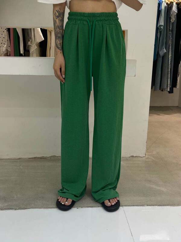 [vi.liu Liu] lace up elastic waist loose and versatile casual pants 60756\zxl