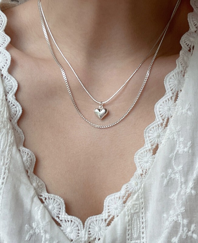 [inside] ins Japanese and Korean simple and versatile double layered love short necklace x1270# zxl