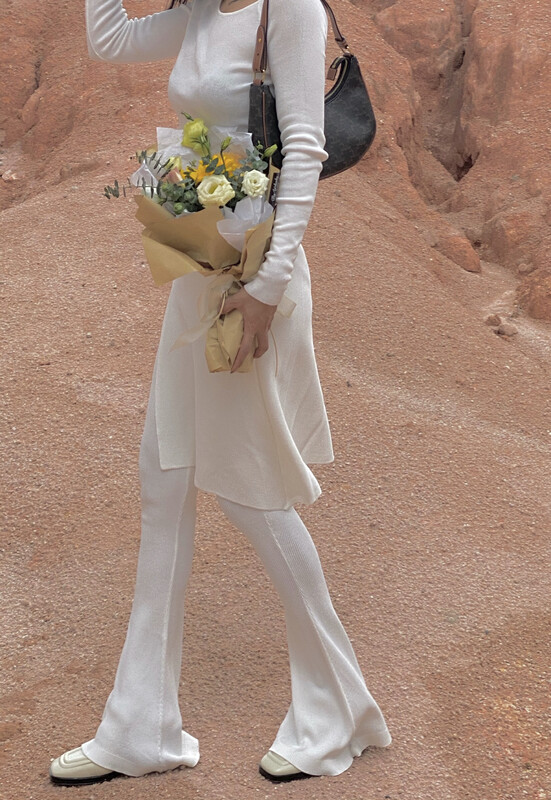 Original price 213.69! [yhpi] slim shirt + characteristic design wide legged casual pants set 3270 \jj
