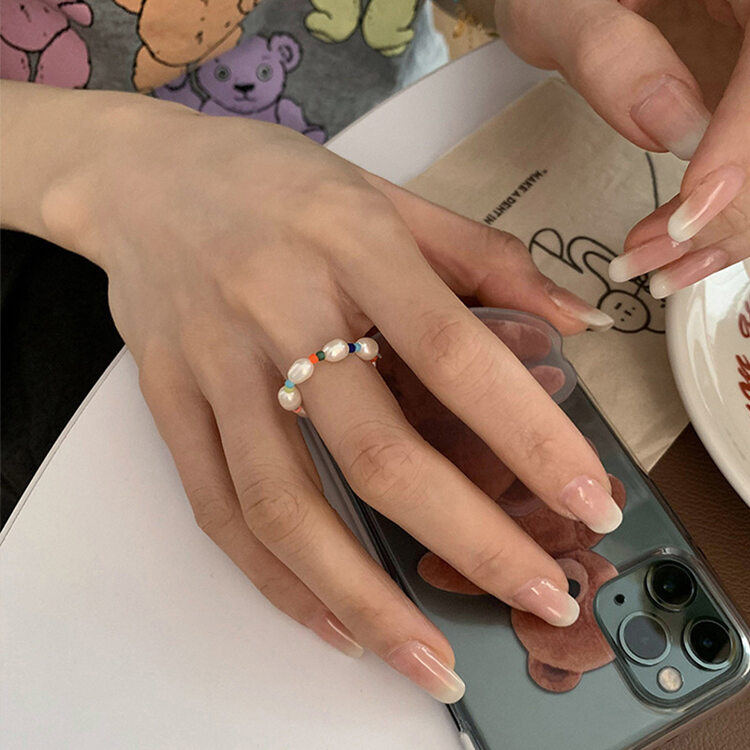 [inside] Korean simple minority design color natural pearl ring j3318\zxl