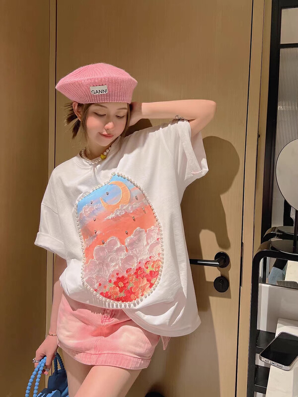 [Feimao (Yimao)] Korean print Pullover short sleeve T-shirt ym-4007\lsl