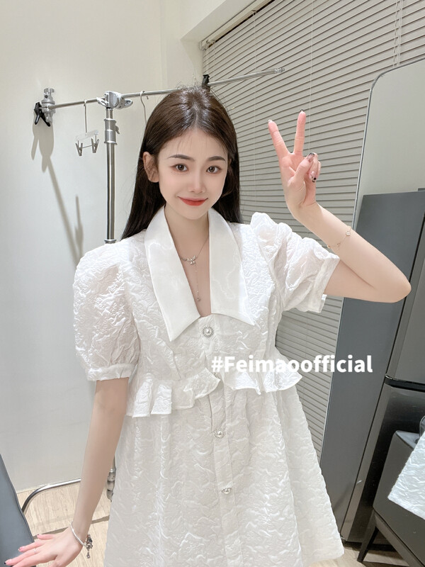 [Fei Mao] temperament bubble sleeve fashion dress ym-7751\lsl