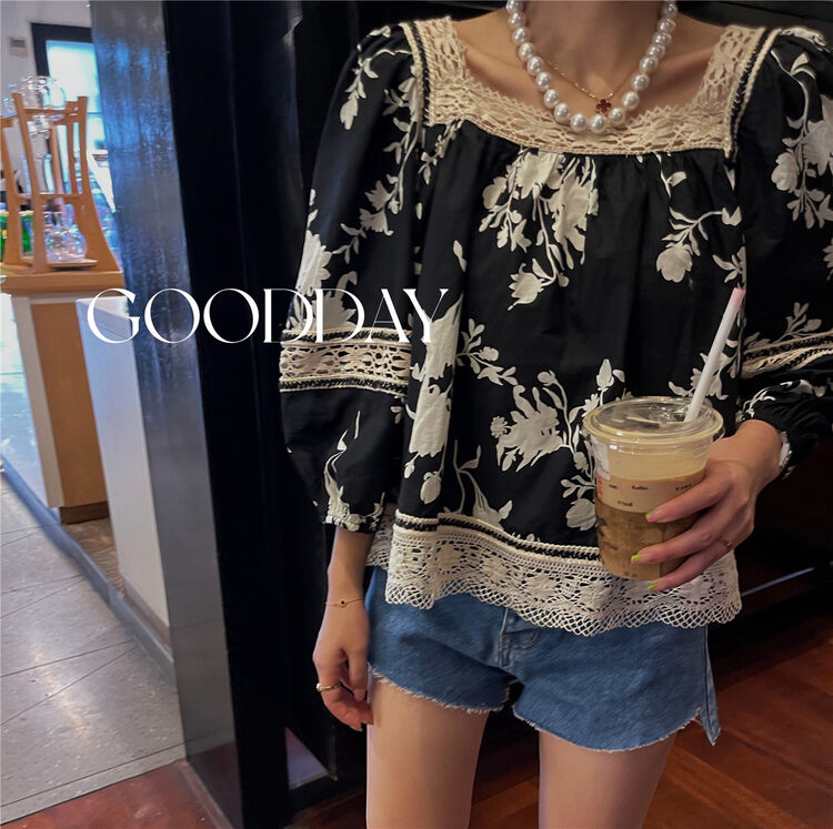 [goodday] elegant Vintage Square Neck Shirt 3305 \csx